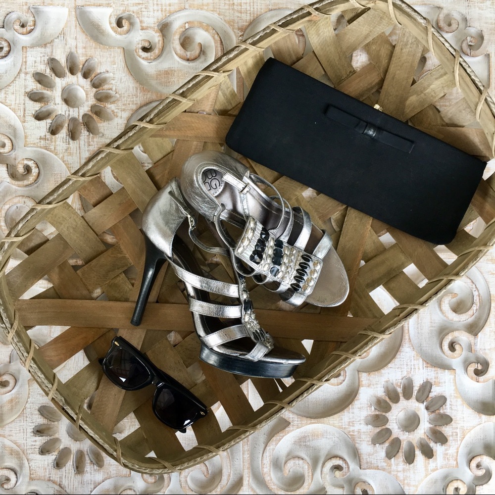 BCBG Generation Silver Gladiators with Bead Work